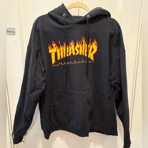 Vintage Thrasher Black Sweatshirt with Flame Logo